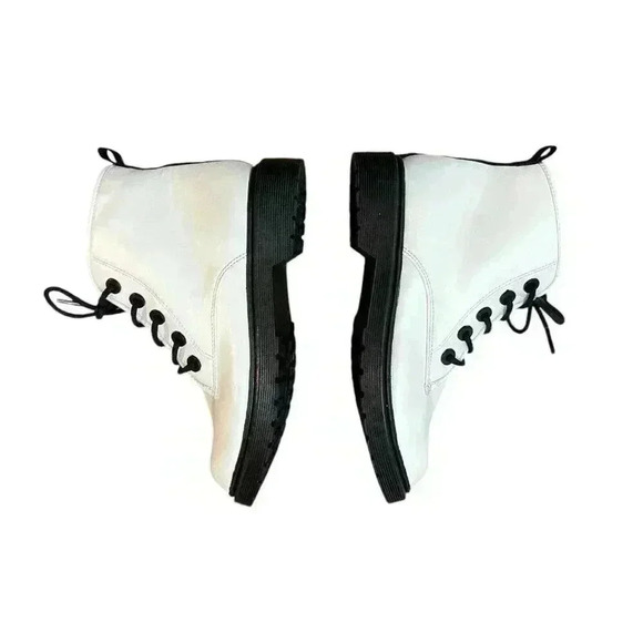 Steve Madden Jshortie Boots White Girls Size 5 Lace Up Zipper Combat - Picture 3 of 7